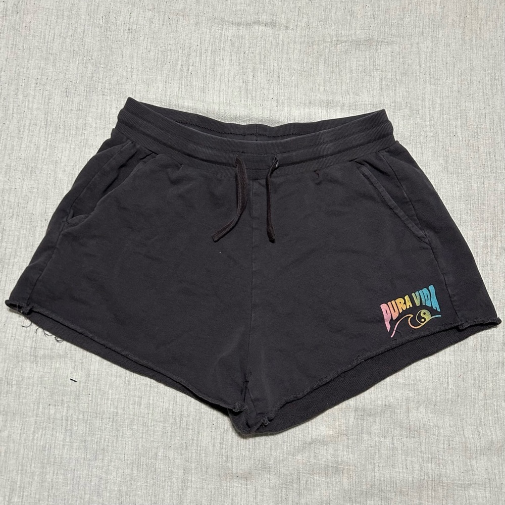 Pura Vida Gray Summer Beachy Sweat Shorts with Logo